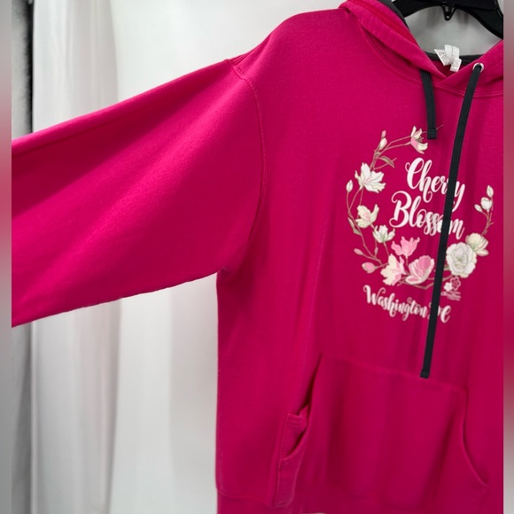 Cherry Blossom Hoodie Sweatshirt Fuchsia Sz Lrg Washington DC fruit of the loom - Picture 4 of 6